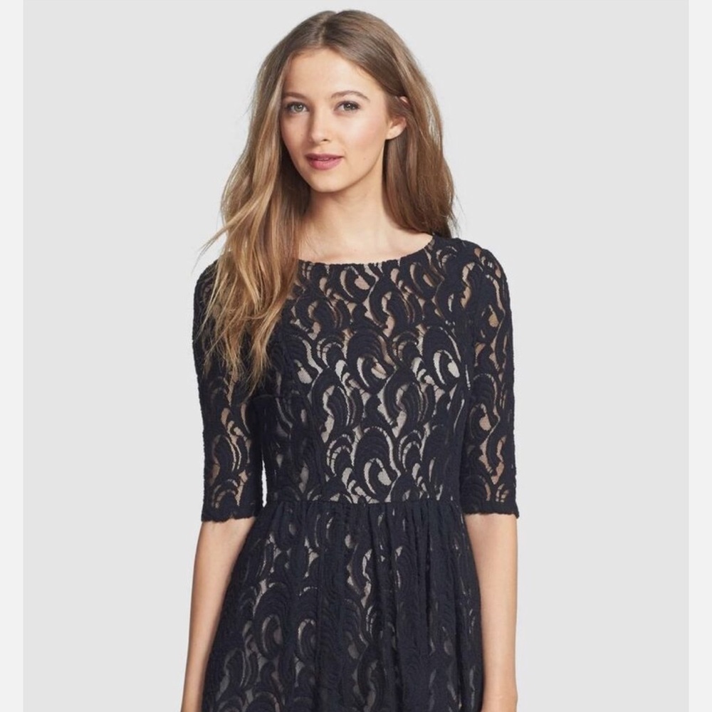 Plenty by Tracy Reese Dress Size 8 Lace Fit & Flare Black